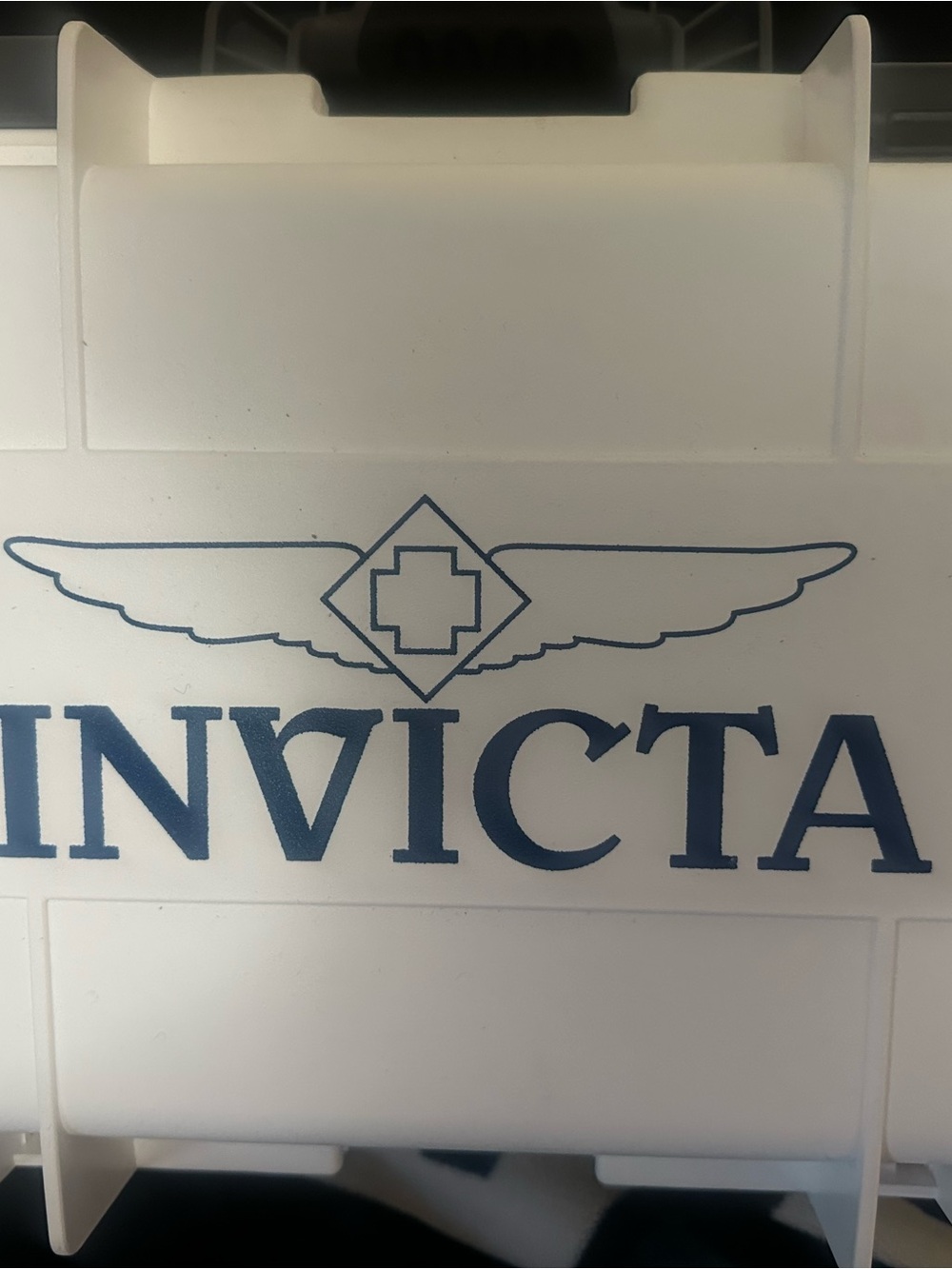 Invicta White Case with Blue Logo Emblem